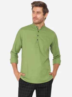 Piquant Green Solid Slim Fit Semi Casual Shirt | JadeBlue